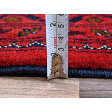 Load image into Gallery viewer, 5&#39;x6&#39;4&quot; Scarlet Red, Afghan Khamyab with Tribal Design, Pure Wool, Vegetable Dyes, Hand Knotted, Oriental Rug FWR3972