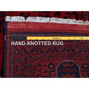 5'x6'4" Scarlet Red, Kazak with Geometric Medallions Design, Vegetable Dyes, Hand Knotted, Denser Weave, Pure Wool, Oriental Rug FWR2028