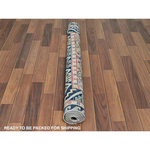 4'1"x5'10" Simple Taupe Armenian Design Kazak Super Dense Weave 100% Wool Hand Knotted Oriental Rug FWR397836