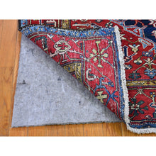 Load image into Gallery viewer, 4&#39;10&quot;x5&#39;10&quot; Navy Blue Antique Persian Heriz Smaller Rare Size Natural Wool Good Condition And Clean Hand Knotted Oriental Rug FWR397932