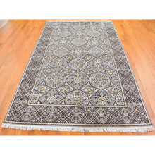 Load image into Gallery viewer, 6&#39;2&quot;x9&#39;3&quot; Brown Textured Wool And Silk Mughal Inspired Medallions Design Hand Knotted Oriental Rug FWR398112