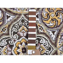Load image into Gallery viewer, 6&#39;2&quot;x9&#39;3&quot; Brown Textured Wool And Silk Mughal Inspired Medallions Design Hand Knotted Oriental Rug FWR398112