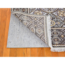 Load image into Gallery viewer, 6&#39;2&quot;x9&#39;3&quot; Brown Textured Wool And Silk Mughal Inspired Medallions Design Hand Knotted Oriental Rug FWR398112