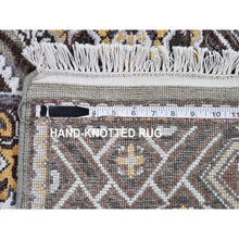 Load image into Gallery viewer, 6&#39;2&quot;x9&#39;3&quot; Goldie Green, Samarkand Influence with Distinct Abrash, Zero Pile, Shaved Low, Hand Knotted, 100% Wool, Oriental Rug FWR453438