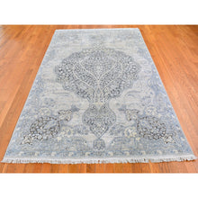 Load image into Gallery viewer, 6&#39;x9&#39;2&quot; Ivory Silk With Textured Wool Tree Of Life Meditation Design Hand Knotted Oriental Rug FWR398130