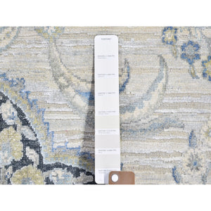 6'x9'2" Ivory Silk With Textured Wool Tree Of Life Meditation Design Hand Knotted Oriental Rug FWR398130