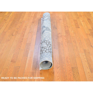 6'x9'2" Ivory Silk With Textured Wool Tree Of Life Meditation Design Hand Knotted Oriental Rug FWR398130