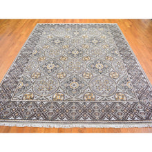 Load image into Gallery viewer, 8&#39;1&quot;x10&#39; Textured Wool And Silk Mughal Inspired Medallions Design Hand Knotted Brown Oriental Rug FWR398178