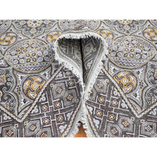 Load image into Gallery viewer, 8&#39;1&quot;x10&#39; Textured Wool And Silk Mughal Inspired Medallions Design Hand Knotted Brown Oriental Rug FWR398178