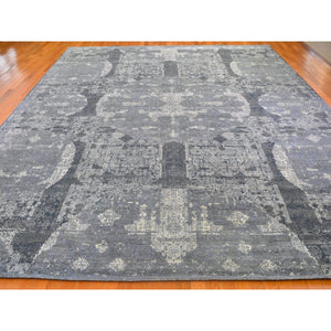 12'x15'1" Oversized Gray Wool And Pure Silk Jewellery Design Hand Knotted Oriental Rug FWR398184