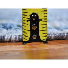 Load image into Gallery viewer, 8&#39;1&quot;x8&#39;1&quot; Hand Knotted Blue Pure Silk And Textured Wool Zigzag With Graph Design Round Oriental Rug FWR398268