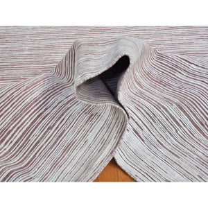 9'1"x11'10" Old Rose Color Shade Silk With Textured Wool Hi-low Pile Hand Knotted Oriental Rug FWR398274