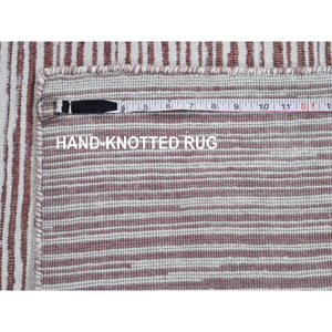 9'1"x11'10" Old Rose Color Shade Silk With Textured Wool Hi-low Pile Hand Knotted Oriental Rug FWR398274