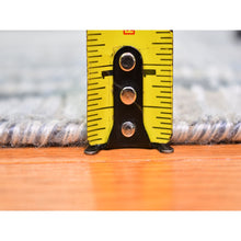 Load image into Gallery viewer, 12&#39;x12&#39; Blue Pure Silk And Textured Wool Square Zigzag With Graph Design Hand Knotted Oriental Rug FWR398316