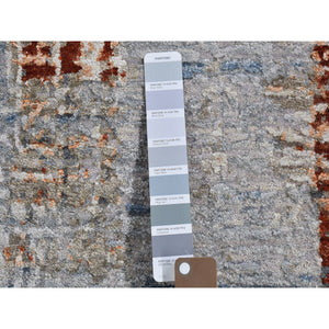 9'x12'2" Red Hi-low Pile Abstract Design Denser Weave Wool And Silk Hand Knotted Oriental Rug FWR398496