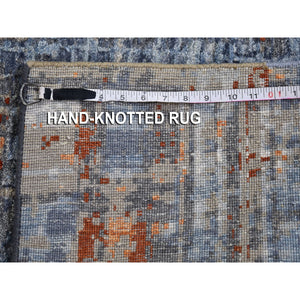 9'x12'2" Red Hi-low Pile Abstract Design Denser Weave Wool And Silk Hand Knotted Oriental Rug FWR398496
