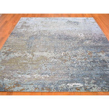 Load image into Gallery viewer, 8&#39;1&quot;x10&#39; Silver Blue Wool Persian Knot With Abstract Design Denser Weave Hand Knotted Oriental Rug FWR398508