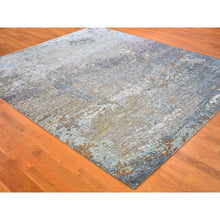 Load image into Gallery viewer, 8&#39;1&quot;x10&#39; Silver Blue Wool Persian Knot With Abstract Design Denser Weave Hand Knotted Oriental Rug FWR398508