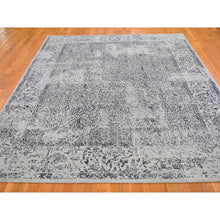 Load image into Gallery viewer, 7&#39;10&quot;x9&#39;9&quot; Gray Fine Jacquard Hand Loomed Erased Design Wool And Silk Oriental Rug FWR398628