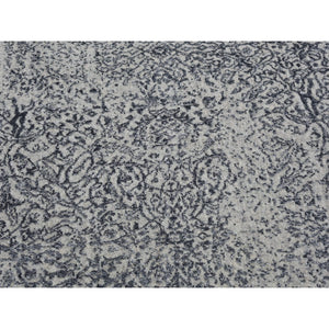 7'10"x9'9" Gray Fine Jacquard Hand Loomed Erased Design Wool And Silk Oriental Rug FWR398628