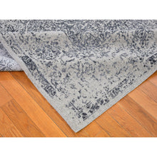 Load image into Gallery viewer, 7&#39;10&quot;x9&#39;9&quot; Gray Fine Jacquard Hand Loomed Erased Design Wool And Silk Oriental Rug FWR398628