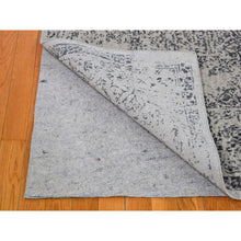 Load image into Gallery viewer, 7&#39;10&quot;x9&#39;9&quot; Gray Fine Jacquard Hand Loomed Erased Design Wool And Silk Oriental Rug FWR398628