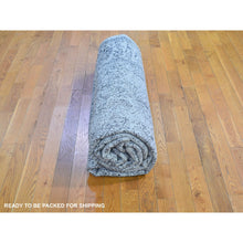 Load image into Gallery viewer, 7&#39;10&quot;x9&#39;9&quot; Gray Fine Jacquard Hand Loomed Erased Design Wool And Silk Oriental Rug FWR398628