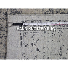 Load image into Gallery viewer, 7&#39;10&quot;x9&#39;9&quot; Gray Fine Jacquard Hand Loomed Erased Design Wool And Silk Oriental Rug FWR398628