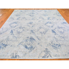 Load image into Gallery viewer, 10&#39;x14&#39;3&quot; Ivory Large Elements With Pastels Modern Silk With Textured Wool Hand Knotted Oriental Rug FWR398658