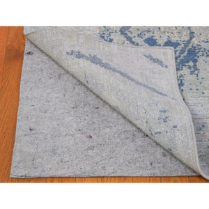 10'x14'3" Ivory Large Elements With Pastels Modern Silk With Textured Wool Hand Knotted Oriental Rug FWR398658