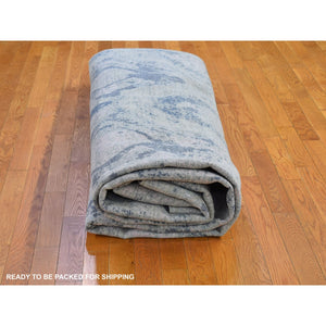 10'x14'3" Ivory Large Elements With Pastels Modern Silk With Textured Wool Hand Knotted Oriental Rug FWR398658