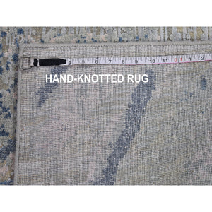 10'x14'3" Ivory Large Elements With Pastels Modern Silk With Textured Wool Hand Knotted Oriental Rug FWR398658