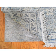 Load image into Gallery viewer, 9&#39;10&quot;x14&#39;2&quot; Blue Distressed Oushak Pure Silk With Textured Wool Hand Knotted Oriental Rug FWR398676