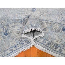 Load image into Gallery viewer, 9&#39;10&quot;x14&#39;2&quot; Blue Distressed Oushak Pure Silk With Textured Wool Hand Knotted Oriental Rug FWR398676