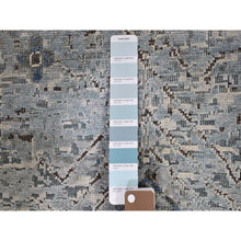 Load image into Gallery viewer, 9&#39;10&quot;x14&#39;2&quot; Blue Distressed Oushak Pure Silk With Textured Wool Hand Knotted Oriental Rug FWR398676