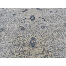 Load image into Gallery viewer, 9&#39;10&quot;x14&#39;2&quot; Blue Distressed Oushak Pure Silk With Textured Wool Hand Knotted Oriental Rug FWR398676