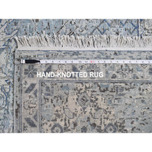 Load image into Gallery viewer, 9&#39;10&quot;x14&#39;2&quot; Blue Distressed Oushak Pure Silk With Textured Wool Hand Knotted Oriental Rug FWR398676