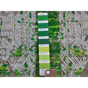 6'x9'4" Jewellery Design Sari Silk With Textured Wool Colorful Hand Knotted Oriental Rug FWR398712