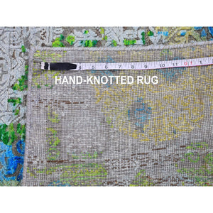 6'x9'4" Jewellery Design Sari Silk With Textured Wool Colorful Hand Knotted Oriental Rug FWR398712