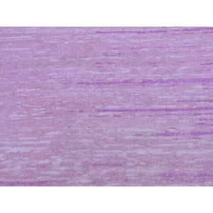12'1"x15'2" Oversized Pink Thick And Plush Organic Wool Horizontal Ombre Design Hand Knotted Oriental Rug FWR398796
