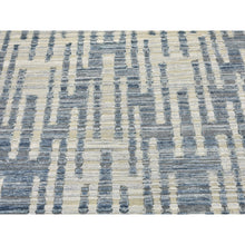 Load image into Gallery viewer, 9&#39;x12&#39;2&quot; Blue Pure Silk And Textured Wool Zigzag With Graph Design Hand Knotted Oriental Rug FWR398826