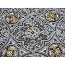 Load image into Gallery viewer, 9&#39;1&quot;x12&#39; Textured Wool And Silk Mughal Inspired Medallions Design Hand Knotted Brown Oriental Rug FWR398856