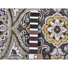 Load image into Gallery viewer, 9&#39;1&quot;x12&#39; Textured Wool And Silk Mughal Inspired Medallions Design Hand Knotted Brown Oriental Rug FWR398856