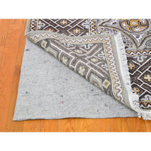 Load image into Gallery viewer, 9&#39;1&quot;x12&#39; Textured Wool And Silk Mughal Inspired Medallions Design Hand Knotted Brown Oriental Rug FWR398856