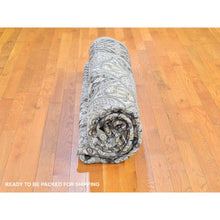 Load image into Gallery viewer, 9&#39;1&quot;x12&#39; Textured Wool And Silk Mughal Inspired Medallions Design Hand Knotted Brown Oriental Rug FWR398856