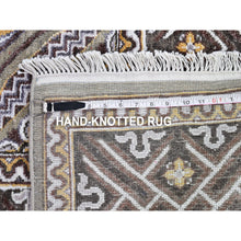 Load image into Gallery viewer, 9&#39;1&quot;x12&#39; Textured Wool And Silk Mughal Inspired Medallions Design Hand Knotted Brown Oriental Rug FWR398856