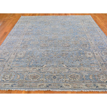 Load image into Gallery viewer, 9&#39;x12&#39; Blue Wool And Silk Abrash Denser Weave Vegetable Dyes All Over Heriz Design Hand Knotted Oriental Rug FWR398868