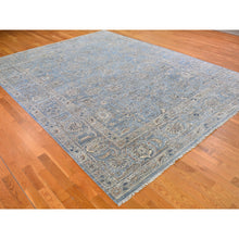 Load image into Gallery viewer, 9&#39;x12&#39; Blue Wool And Silk Abrash Denser Weave Vegetable Dyes All Over Heriz Design Hand Knotted Oriental Rug FWR398868