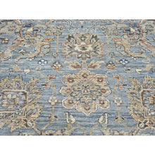 Load image into Gallery viewer, 9&#39;x12&#39; Blue Wool And Silk Abrash Denser Weave Vegetable Dyes All Over Heriz Design Hand Knotted Oriental Rug FWR398868