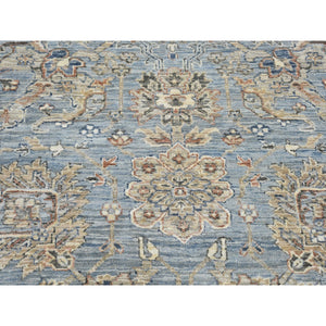9'x12' Blue Wool And Silk Abrash Denser Weave Vegetable Dyes All Over Heriz Design Hand Knotted Oriental Rug FWR398868